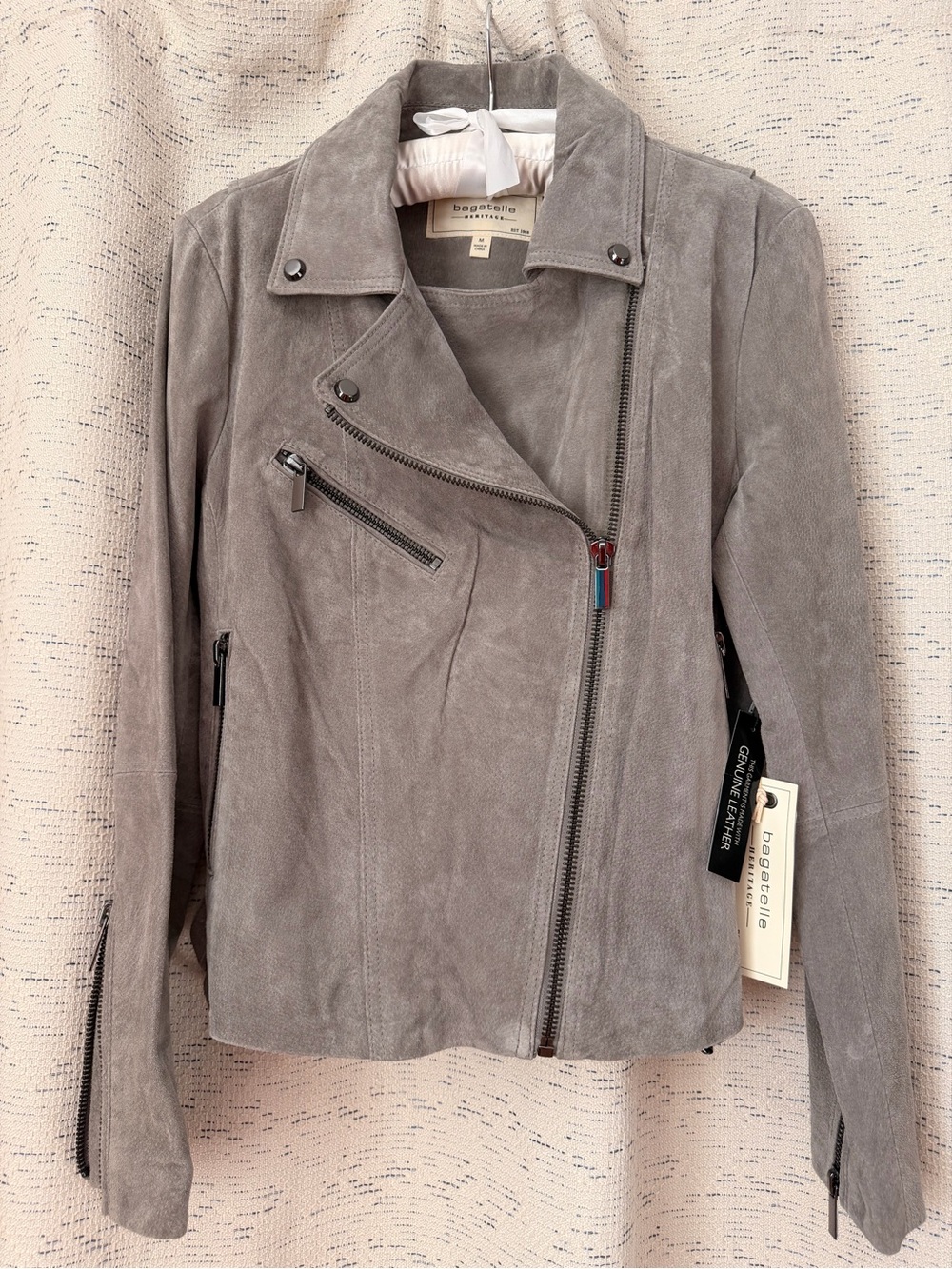 Bagatelle Heritage Genuine Leather Gray Women Winter Jacket, Size M